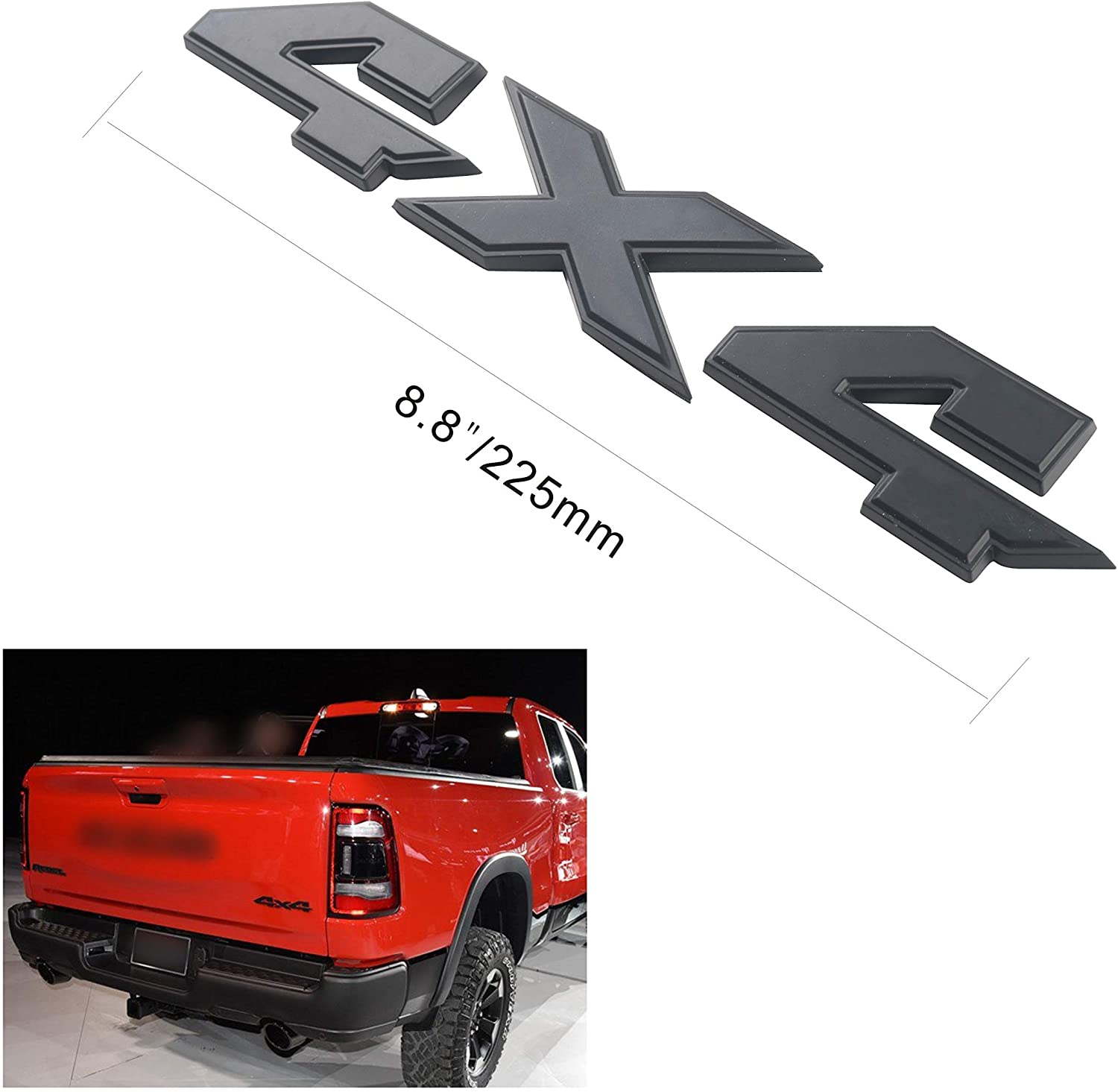 

4X4 Emblem 8.8 Inch Badge for Dodge Ram 1500 2500 3500 Ford F150, 8.8 x 1.5inch