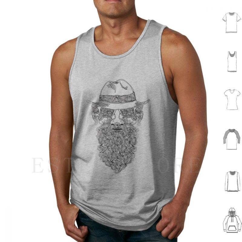 

Men' Tank Tops Bearded Vest Sleeveless Beard Sunglasses Sketch Detail Cool Minimal Grey Beards Facial Hair Men Man Simple, White;black