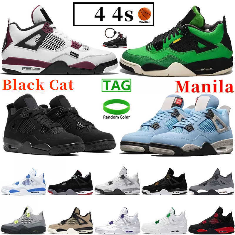 Manille top 4 université bleu 4s chaussures de basket-ball chat noir feu rouge hommes baskets étoile de mer métallique orange vert ce que le cham