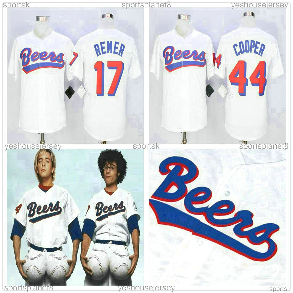 

Mens Moive Beers Baseball 17 Doug Remer Jersey 44 Joe Coop Cooper White Team Color Breathable Embroidery Top High Quality000043