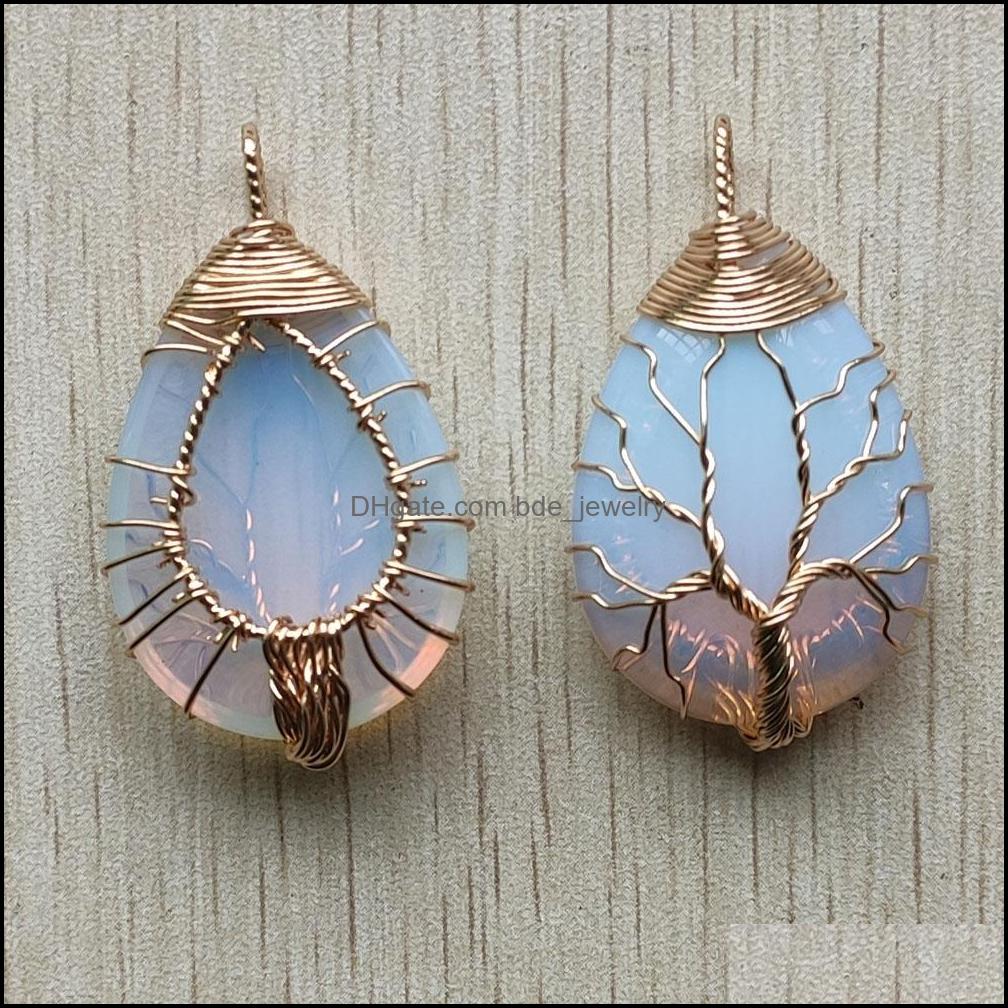 

Charms Gold Color Opalite Opal Wire Wrap Handmade Tree Of Life Natural Stone Pendants Diy Necklace Jewelry Making Drop Del Bdejewelry Dhbca