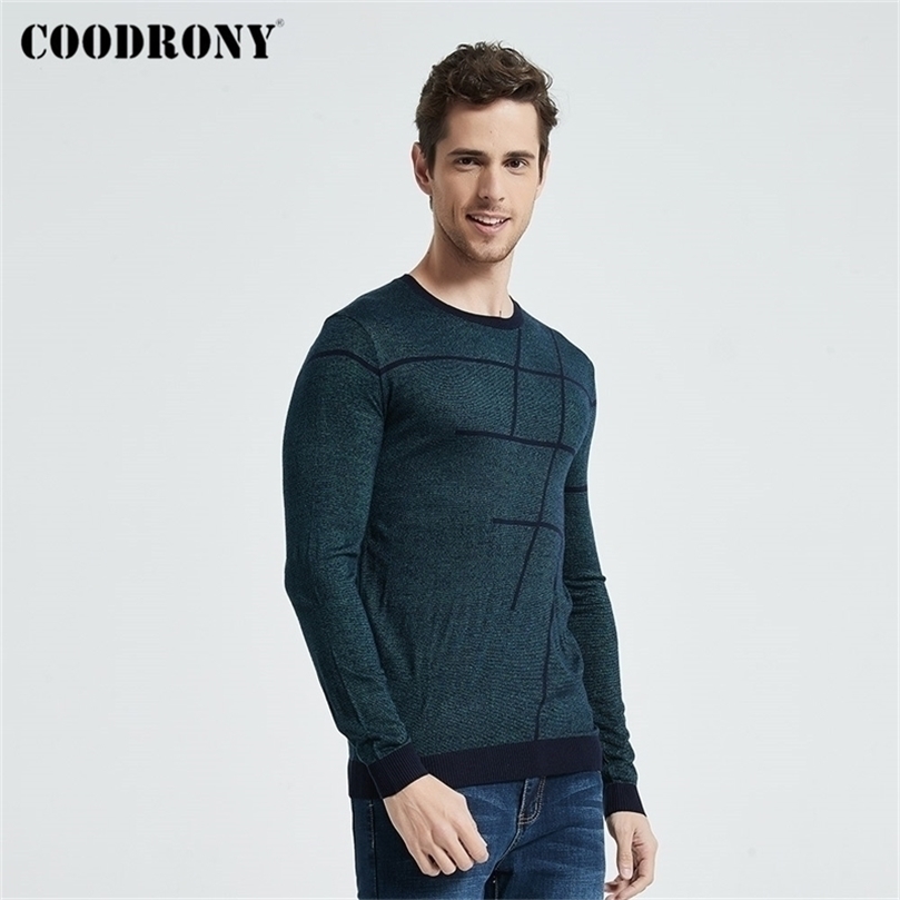 

COODRONY Sweater Men Casual Striped O-Neck Pullover Men Clothes Autumn Arrivals Pull Homme Plus Size Thin Sweaters 8150 201126, Gray