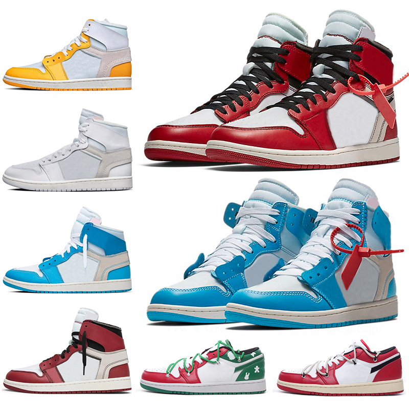 

Basketball Shoes 1 Men Women 1s The Ten Chicago UNC White Canary Yellow Mens Trainers Sports Sneakers Size 36-46, Unc 36-46