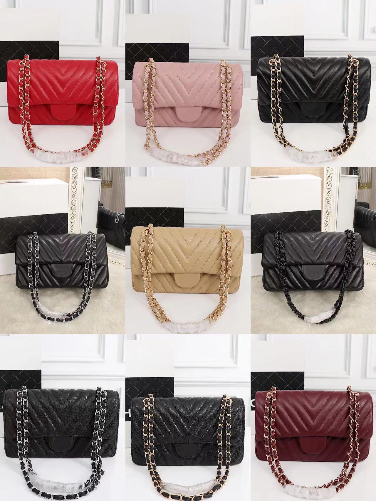 

10A Top Tier Quality LuxurY Designers Women Bag 25cm Mini Square Flap Bag Classic Caviar Lambskin Purse Quilted Bags Handbags Crossbody Shoulder Black Gold Chain, White d