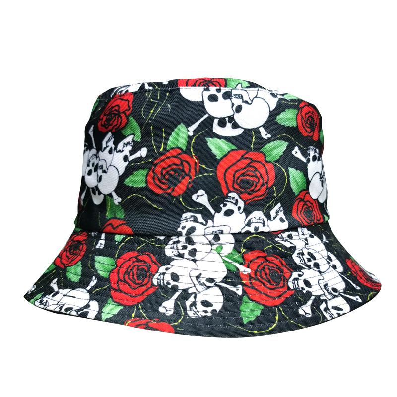 

Berets Women Men Couple Cotton Hat Hip Hop Cap Skull Floral Panama Bucket Sun Flat Top Fisherman Hats BoonieBerets, As pic