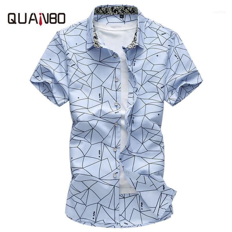 

Wholesale- Plus Size 5XL 6XL 7XL Arrival Summer Geometric Print Casual Shirts Brand Clothing Short Sleeve Men Shirt Camisa1, White