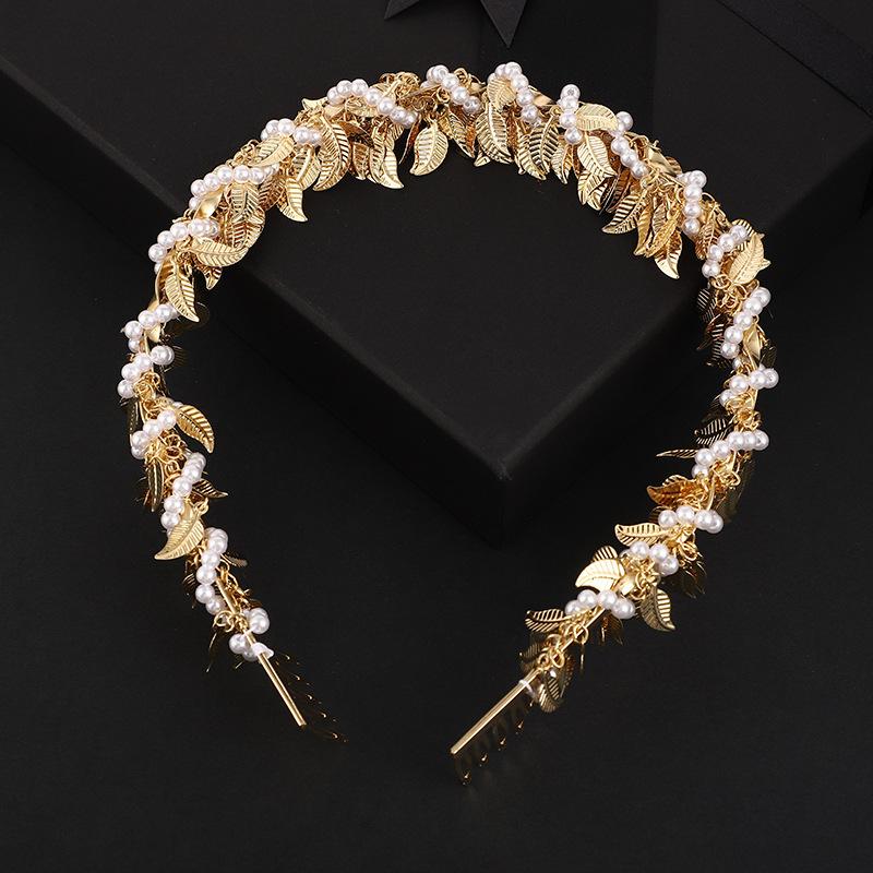

Hair Clips & Barrettes European And American Gold Leaf-shaped Bridal Headdress Fairy Hoop Children's Head Flower Wedding Dress AccessoriesHa