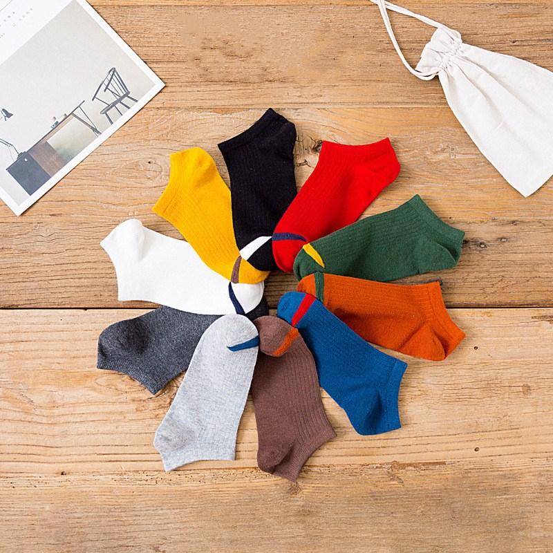 

Men's Socks Men's Breathable Sports Solid Color Boat Comfort Cotton Ankle Men White Black Calcetines 6PairMen's