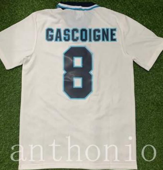 

TOP 1996 Retro Soccer Jerseys HOME GASCOIGNE 8 Beckham 7 Shearer 9 Scholes 18 Owen 10 Gerrard Lampard Fowler Vintage Classic 1990 AWAY 3RD Football Shirts Kit SIZE S, 90 black shirt