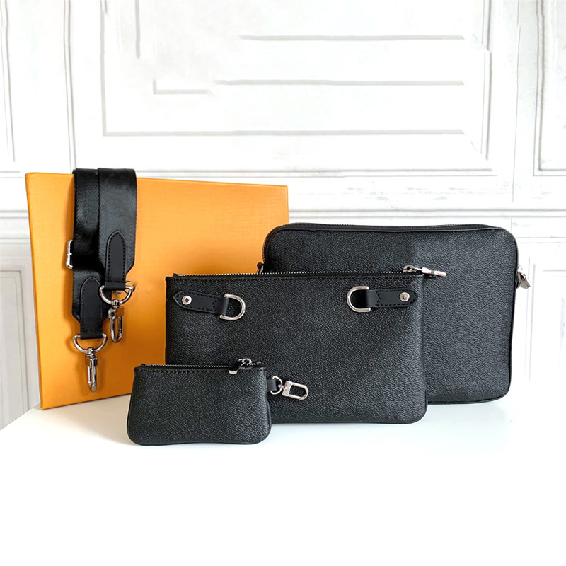 

2022 DesignerHigh Quality Luxury Men's Bag Men's Messenger Men's three piece Satchel Crossbody bag Large capacity with gift box delivery, Grey