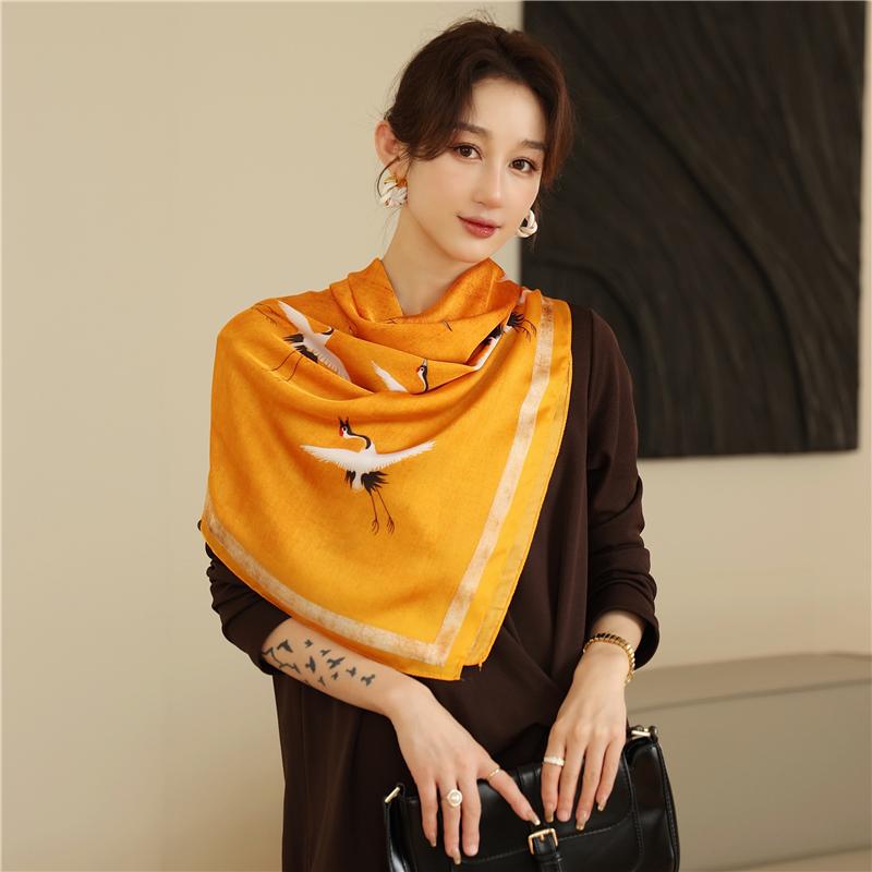 

Scarves Fashion Luxury Print Silk Square Scarf Women Muslim Headscarves Hijab Shawls Wraps Bandana Female Foulard Headbands BufandaScarves