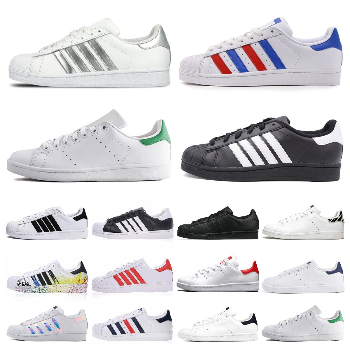 

Classic women men casual shoes stan shoe smith sneakers triple white black platform designers gold leather trainers sports, Box