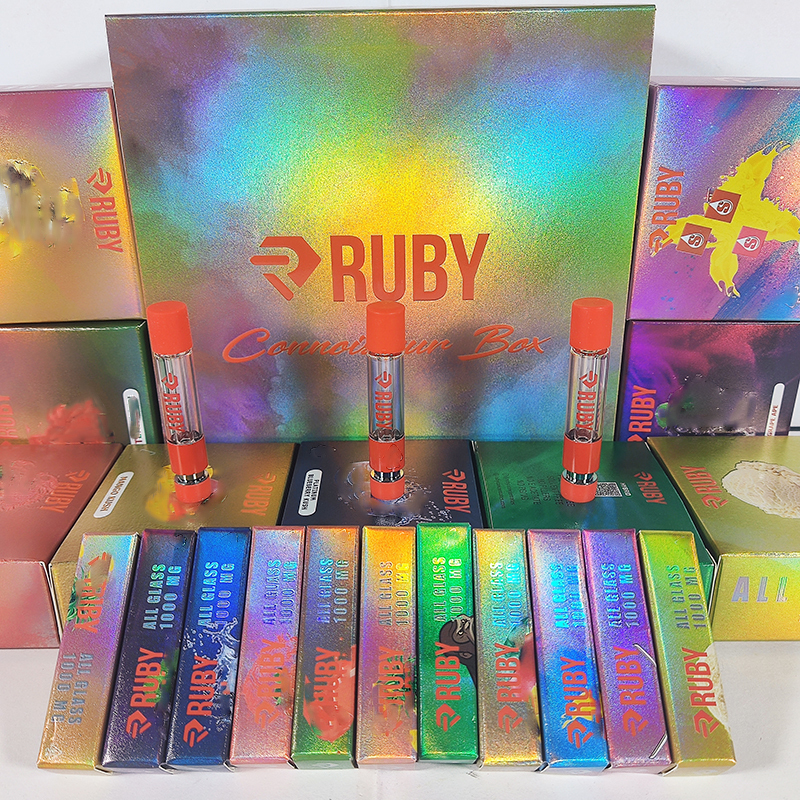 

ruby vape cartridge carts atomizers full glass thick oil snap on wax vaporizer cartridges e cigarette 510 thread empty with packaging 10 color 1ml