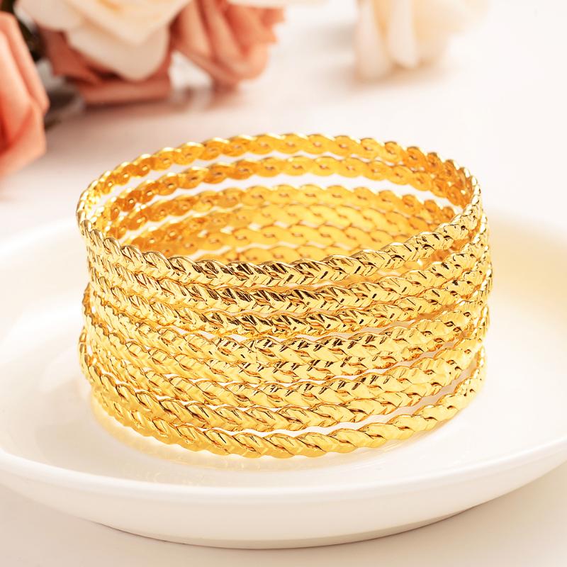 

Bangle 8pcs Luxury 24k Gold Color Ethiopian Jewelry Bangles For Women Dubai Ramadan Bangles&Bracelet African/Arab Weeding GiftBangle