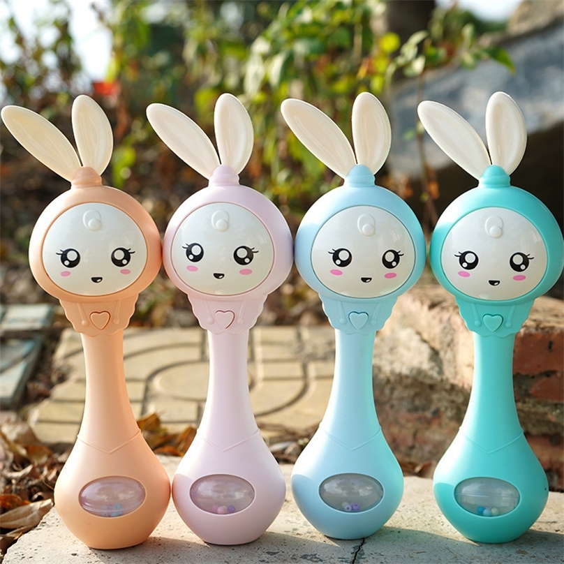 

Baby Music Flashing Rattle Toys Rabbit Teether Hand Bells Mobile Infant Stop Weep Tear Rattles born Early Educational Toy 18M 220812