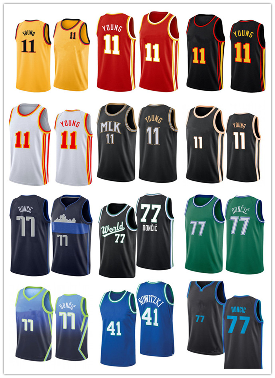 

2022 new 77 Doncic Basketball Jersey Luka Trae 11 Young Men Dirk 41 Nowitzki Spud 4 Webb De'Andre 12 Hunter
