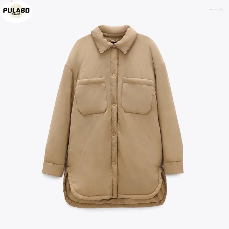 

Women's Down & Parkas Sping Fashion Turn Collar Long Sleeve Shirt Coats Black Green Women With Pockets Mujer Solid Jackets 2022 Guin22