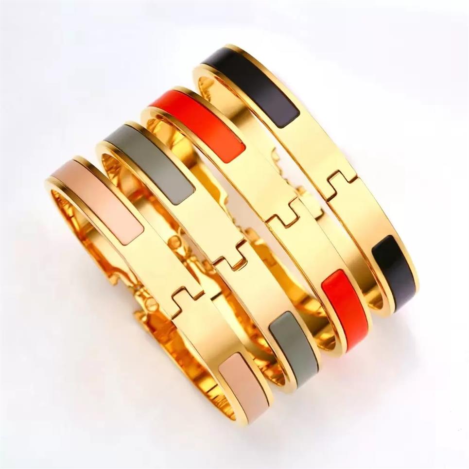 

Fashion 8mm Bangle Stainless Steel Charm Bracelets Women Luxury Jewelry Designer letter Bangles Orange Color Enamel Gift For Love301K