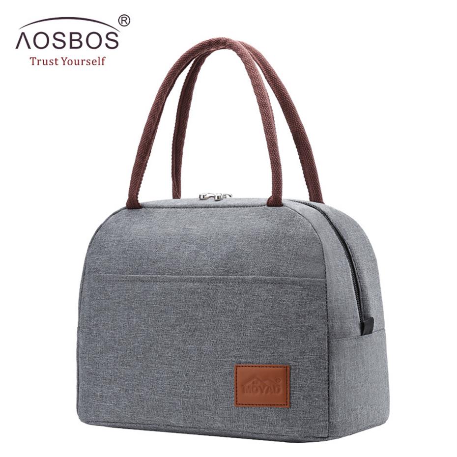 

Aosbos Fashion Portable Cooler Lunch Bag Thermal Insulated Travel Food Tote Bags Food Picnic Lunch Box Bag for Men Women Kids MX20231U, Gray
