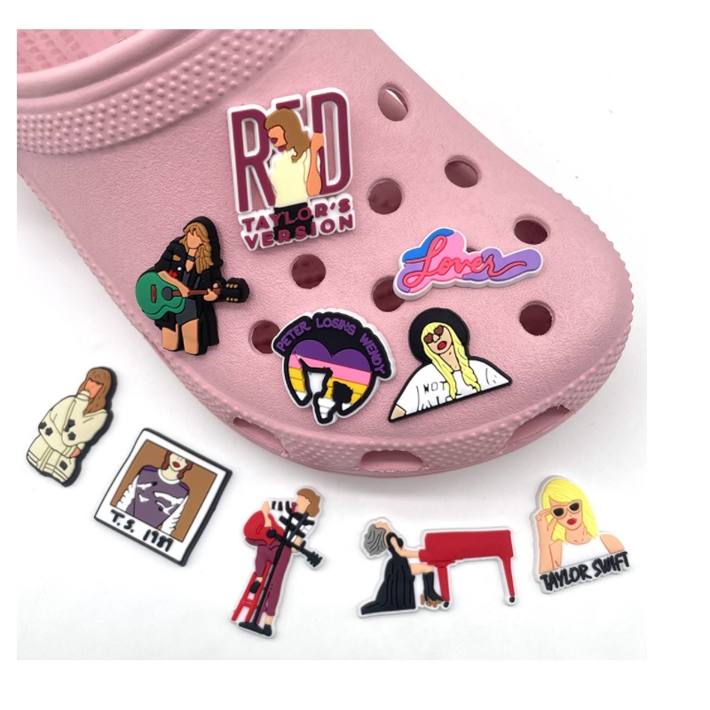 

Wholesale Pvc Croc Charms Shoe Decoration Buckle Clog Pins Buttons Charm Accessories cartoon singer girls boys gift