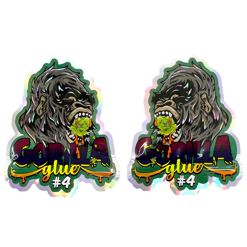 

gorilla glue 3.5g unique shape Flower Mylar packing bags smell proof zipper package original packaging bag wholesale