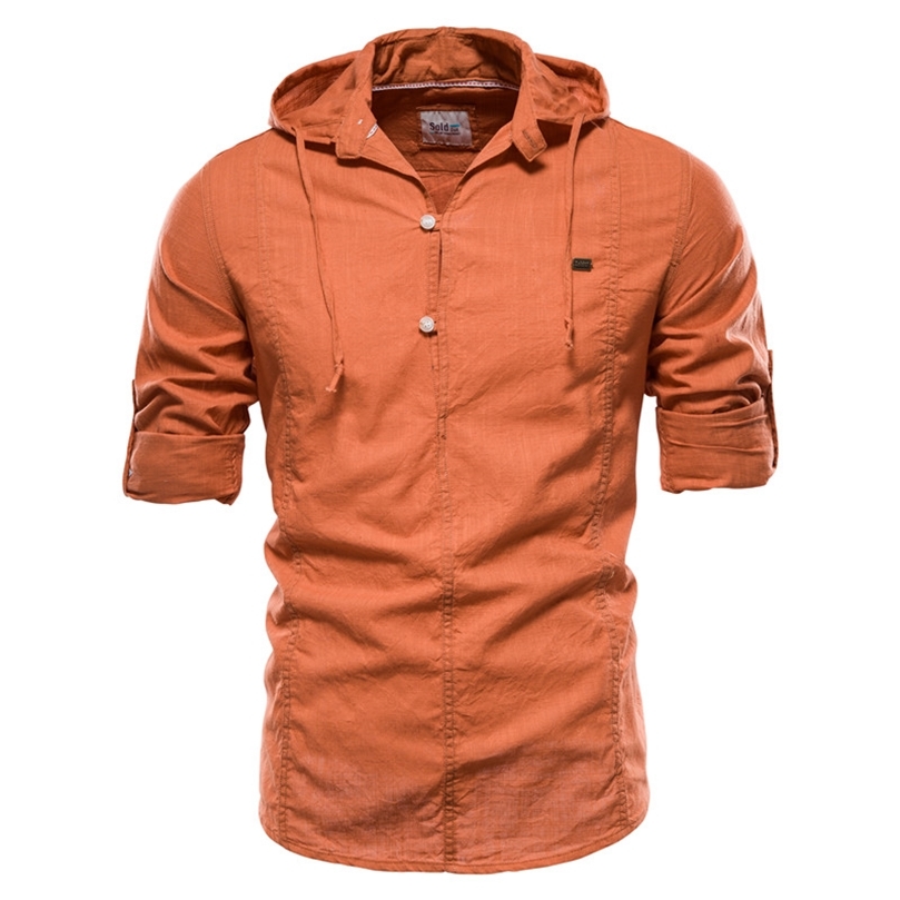 

Design Hoodied Long Sleeve Linen Shirt Men Solid Color 100% Cotton Quality Pullover Shirt for Men Streetwear Mens Shirts 220704, Sh205-blue