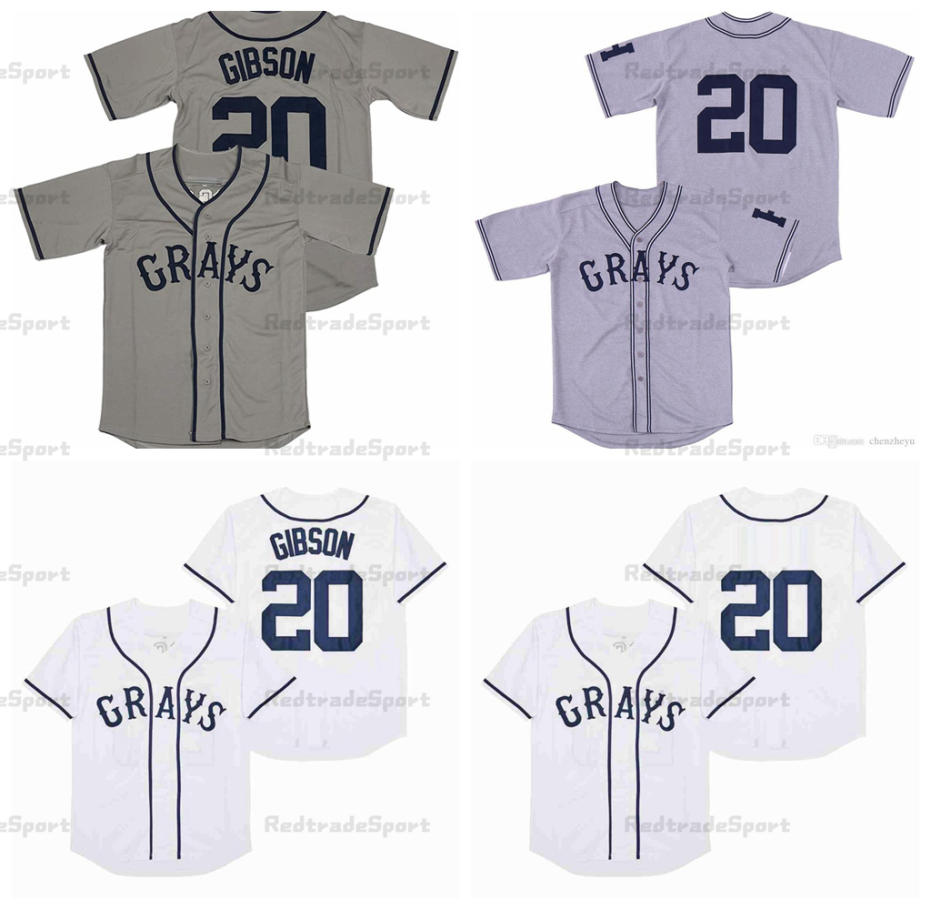 

Mens Vintage 20 Josh Gibson Grays Jersey The Movie Negro Leagues NLBM Homestead Grays Stitched film Baseball White Jerseys S-3XL