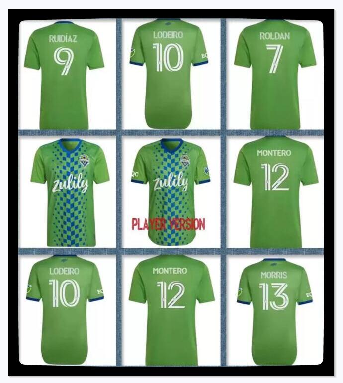 

2022 2023 Seattle Sounders FC home away soccer Jerseys MLS 22 23 RUIDIAZ MORRIS DEMPSEY TORRES Football shirt top uniforms ROLDAN MONTERO LODEIRO fans player version, Black