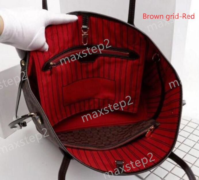 

Designers MM GM Tote Never Composite Bag Full Womens Shopping Bag With clutch Zipped Pouch Women Luxurys Shoulder Bags 2pcs 2sets
