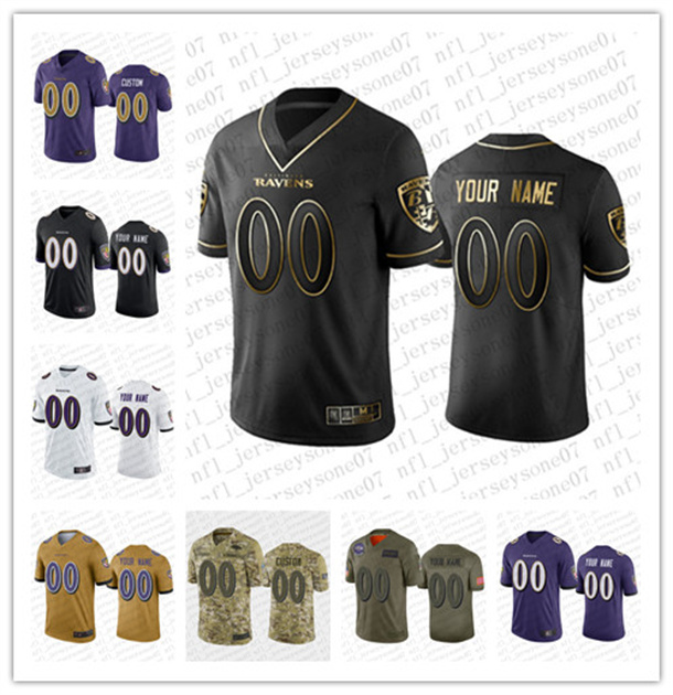 

Jersey Custom Men women youth Baltimore''Ravens''100th Season Black white green blue Vapor Limited Sewn embroidery