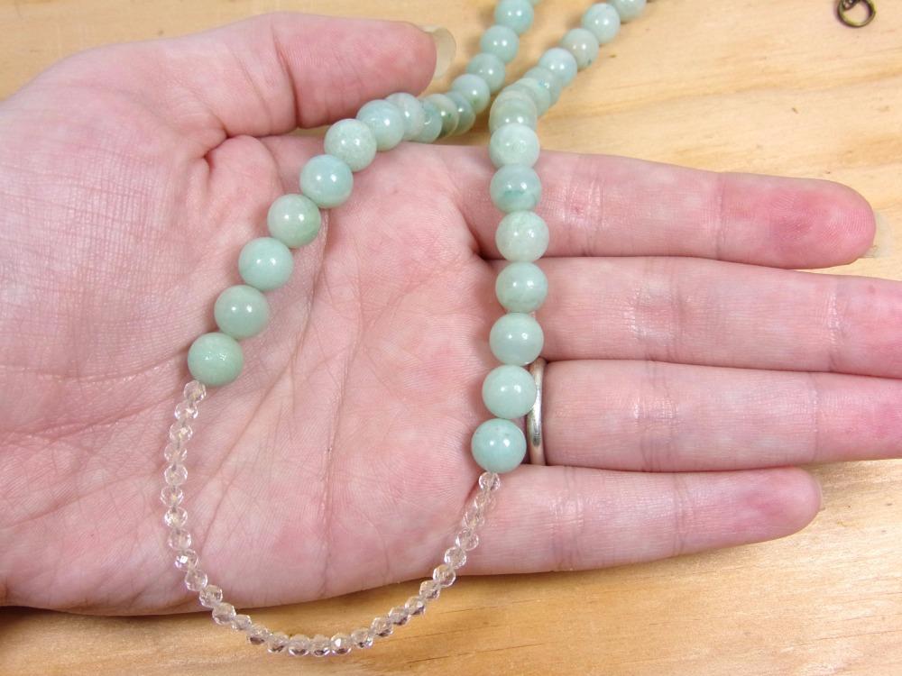 

Chains Fashion Necklaces Natural Stone Single Color Amazonite Necklace White Crystal 22inch Elastic NecklacesChains
