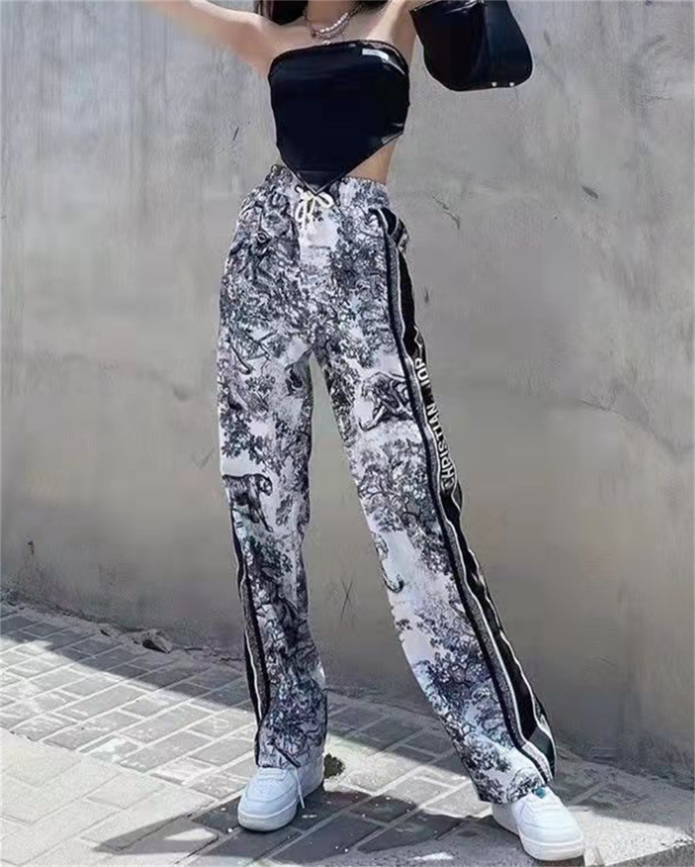Fomen's Pants Imprimez des femmes décontractées jogger pantalon de survêtement à la mode femelle haute taille streetwear streetwear dames workout