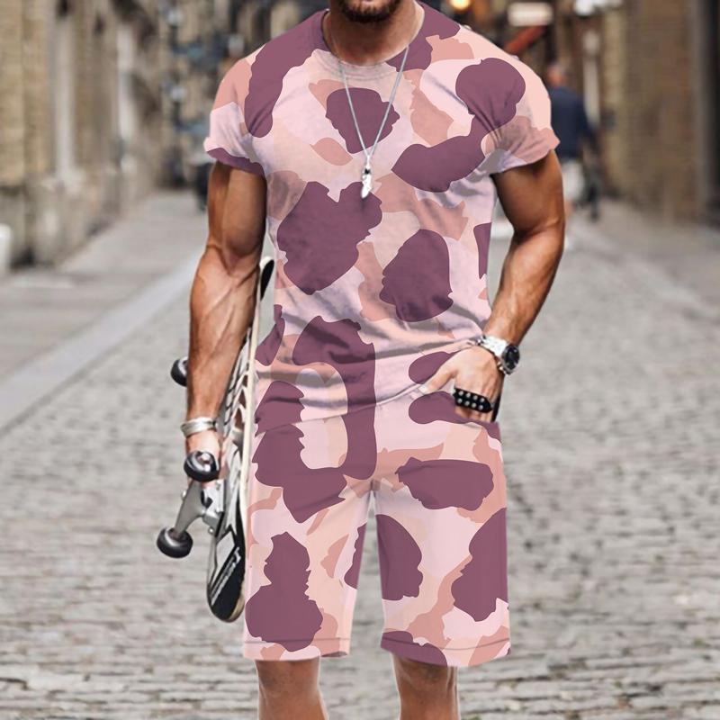 

Men's Tracksuits Outfit Men's T-shirt Set Winter Snowflake Pattern Sportswear Summer Street Luxury Beach Casual Tops Harajuku Short Slee, At765jiaadk468