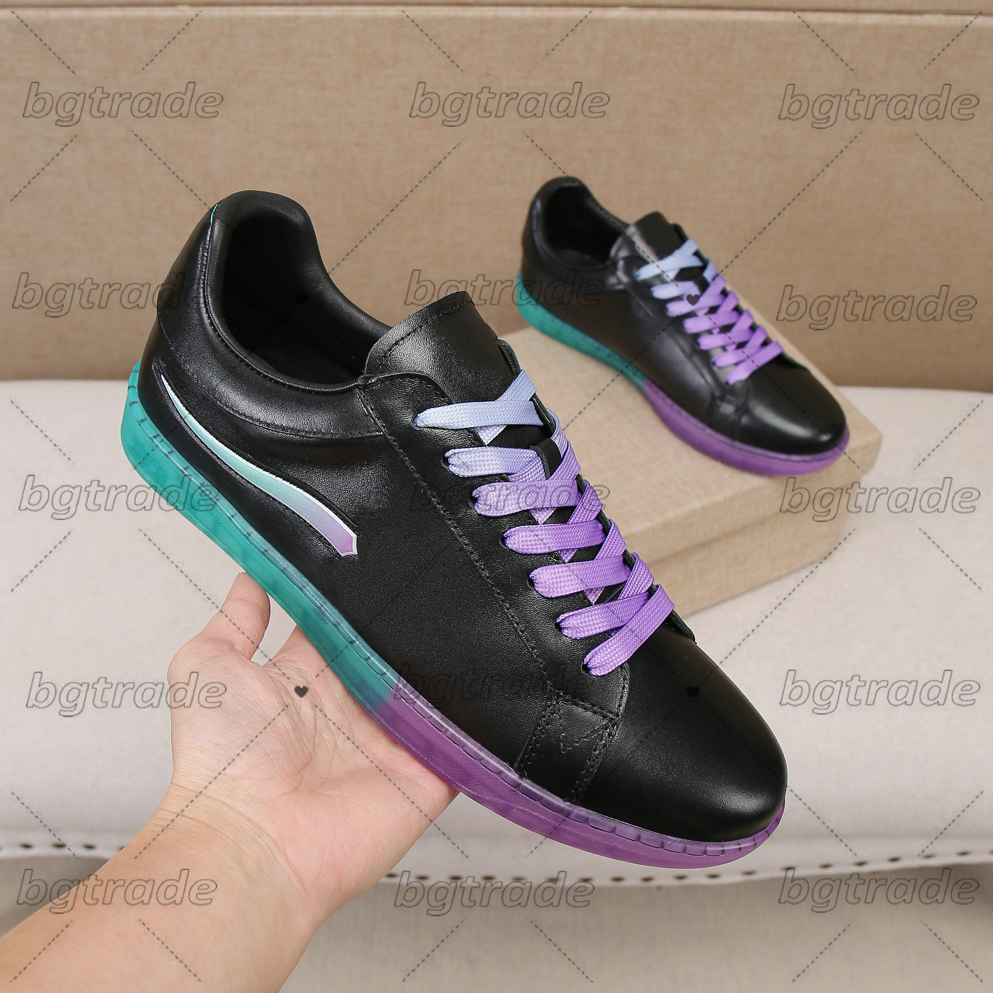 

Luxembourg Samothrace Sneaker Classic Casual Shoes Leather Tennis Trainers For Man Black White Yellow Transparent Rubber Outsole Designer Sneakers