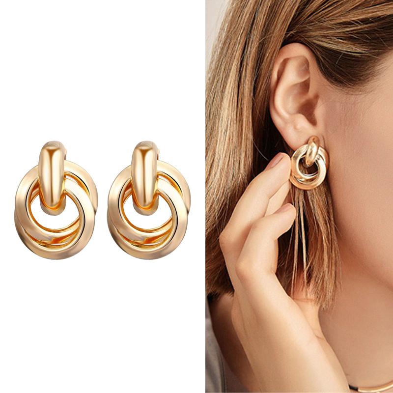 

Dangle & Chandelier Twisted Circles Earrings For Women Girls Classic Elegant Style Crossed Wedding Fashion Jewelry Gifts