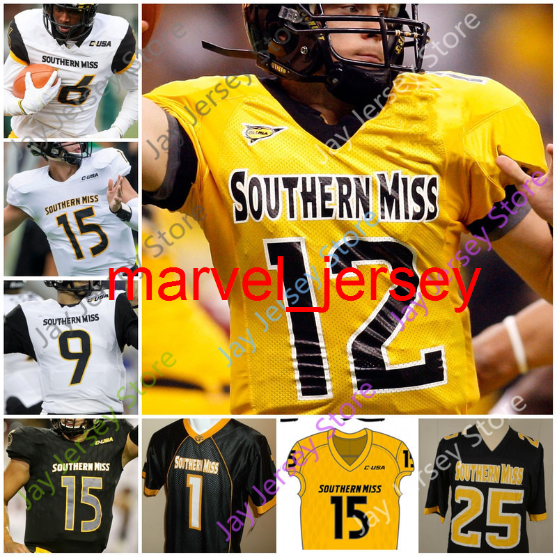

Southern Mississippi Football Jersey NCAA College Jack Abraham Kevin Perkins De'Michael Harris Quez Watkins Jones Whittington Turner Thomas, Black i
