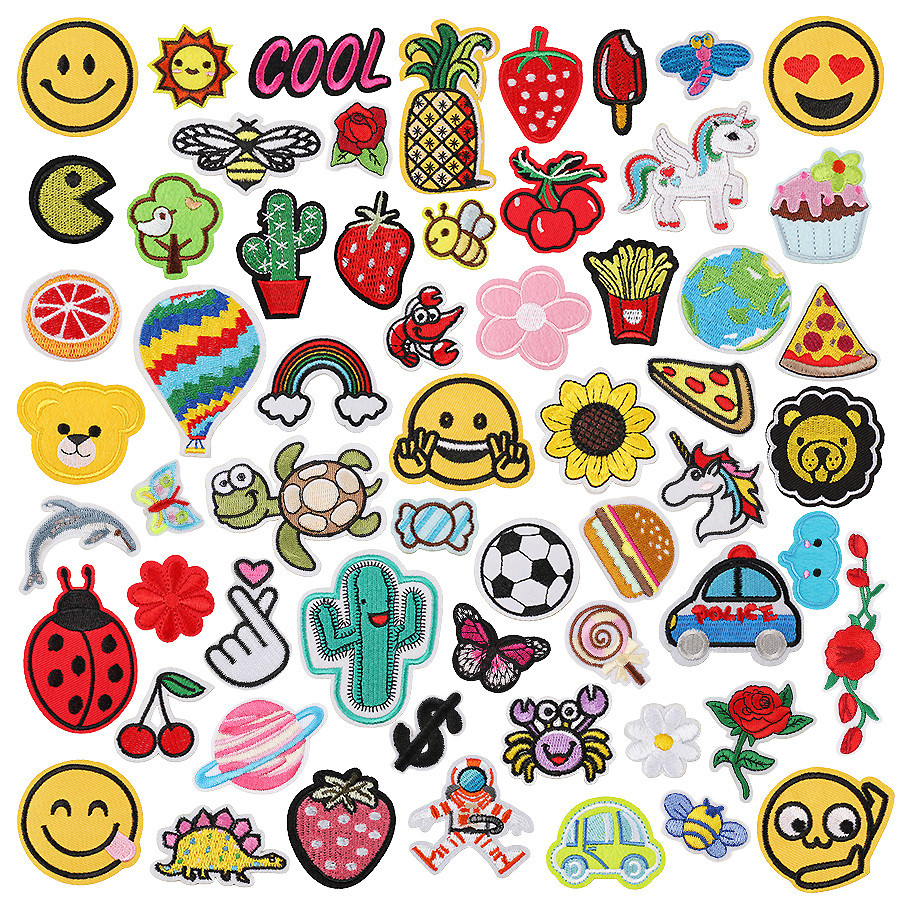 

Sewing Notions 60 PCS Fruits Cartoon Applique Embroidered Patch on Kids Clothes DIY Iron On Patches for Clothing Stickers Animal Badges