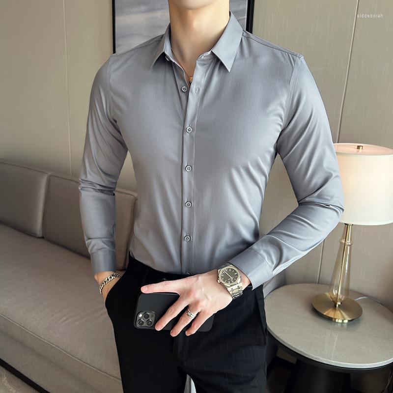 

Men's Casual Shirts Longsleeve For Men Spring 2022 High Quality Business Stretch Slim Fit Mens Fashion Clothing TrendsMen's Eldd22, Black