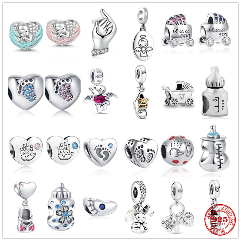 925 STERLING SILPS PRESSE CHARME BOBBY GARLLE Girl Imprimée empreinte Pendentif Babinet Bott Bottle Perles Perles Fit Charmes Bracelet Bijoux DIY