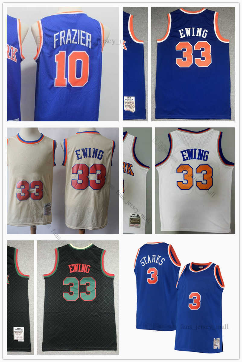 

Retro Mitchell Ness Jersey Basketball Patrick 33 Ewing Walt 10 Frazier Jerseys Stitched White Blue Black 85-86 91-92, Same as picture