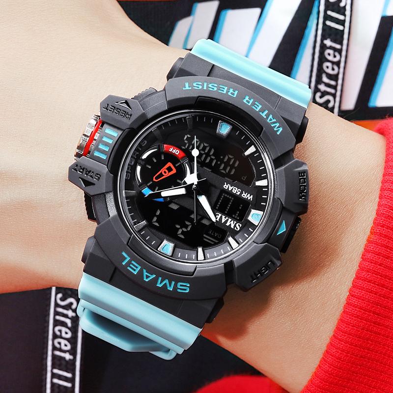 

Wristwatches Brand Mens Watch Dual Time Display Waterproof Sport WristWatch Military Stopwatch Sports Fashion Men WristwatchesWristwatches, White