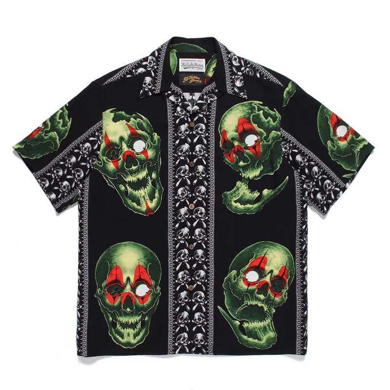 

22ss Shirt Men Women Green Print Vintage Hawaiian Shirts T-shirt Tees