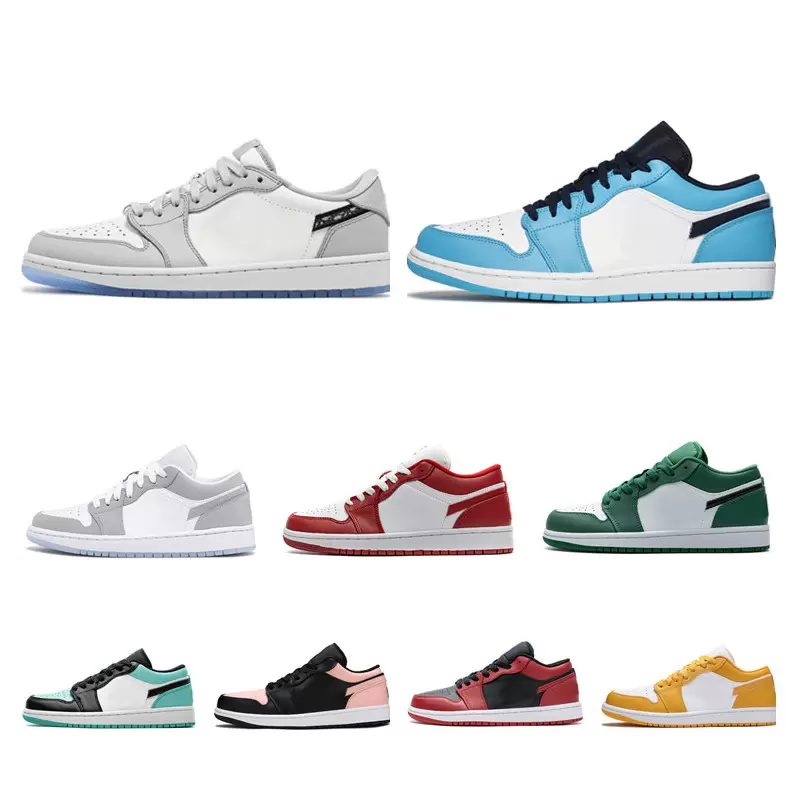 

Top Classic Jumpmans Mens 1 Basketball Shoes Low 1s Womens Blue Moon Bred Chicago Black Toe Court Purple Game Royal UNC Shadow Lucky Green Sneakers With Box, 26