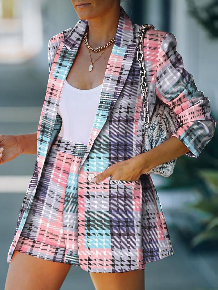 

Women' Tracksuits Spring And Summer Jacket Shorts Suit Sexy Temperament Women' Fashion Casual Lapel Cardigan Blazer Skirt Set, White