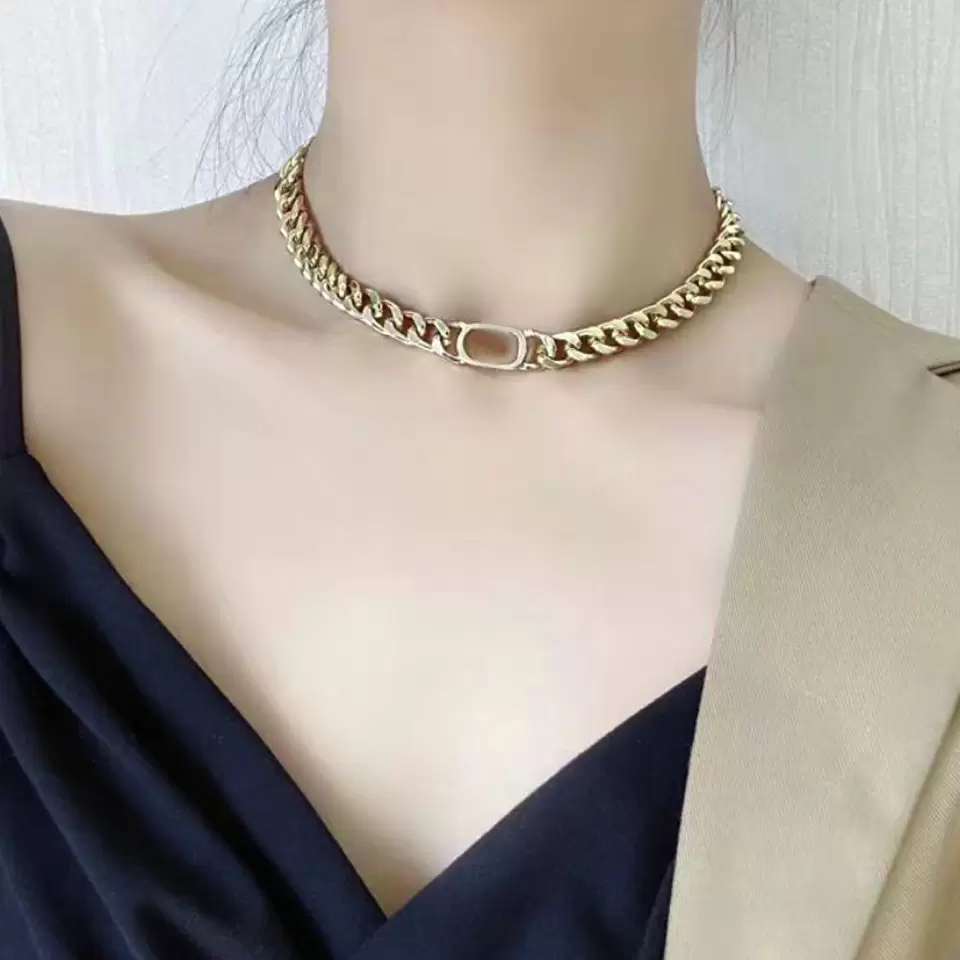 Bijoux de créateurs de femmes Collier et bracelet pour femmes pour femmes Ligne cubaine 14k chaîne d'or 925 Silver Silver Men D Colliers Gift Hop