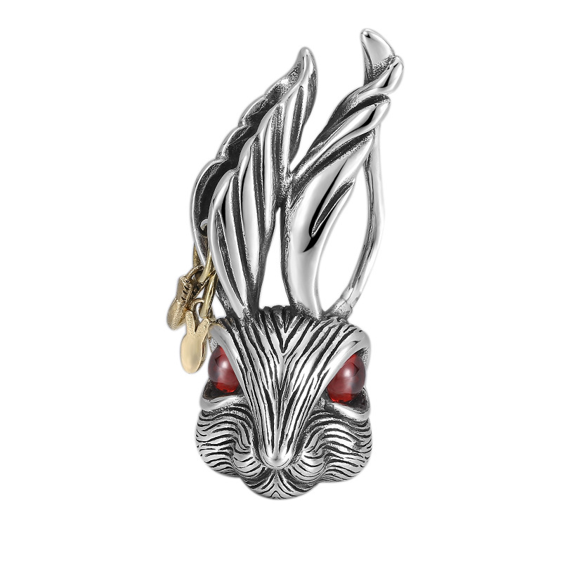 925 sterling silver Rabbit pendant necklaces American European vintage antique designer luxury jewelry accessories-image-760397130