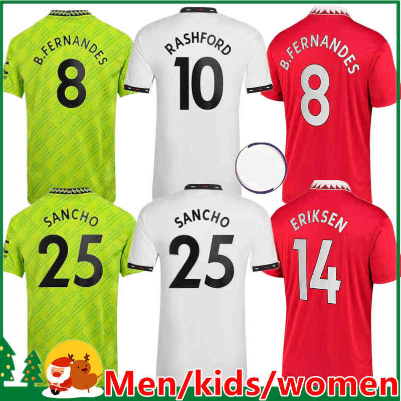 

Fans player version 22 23 ManchesterS soccer jersey UNITED MAN UTD SANCHO RASHFORD ERIKSEN RONALDOs FERNANDES 2022 football shirt kids kit M, Women 22/23 away