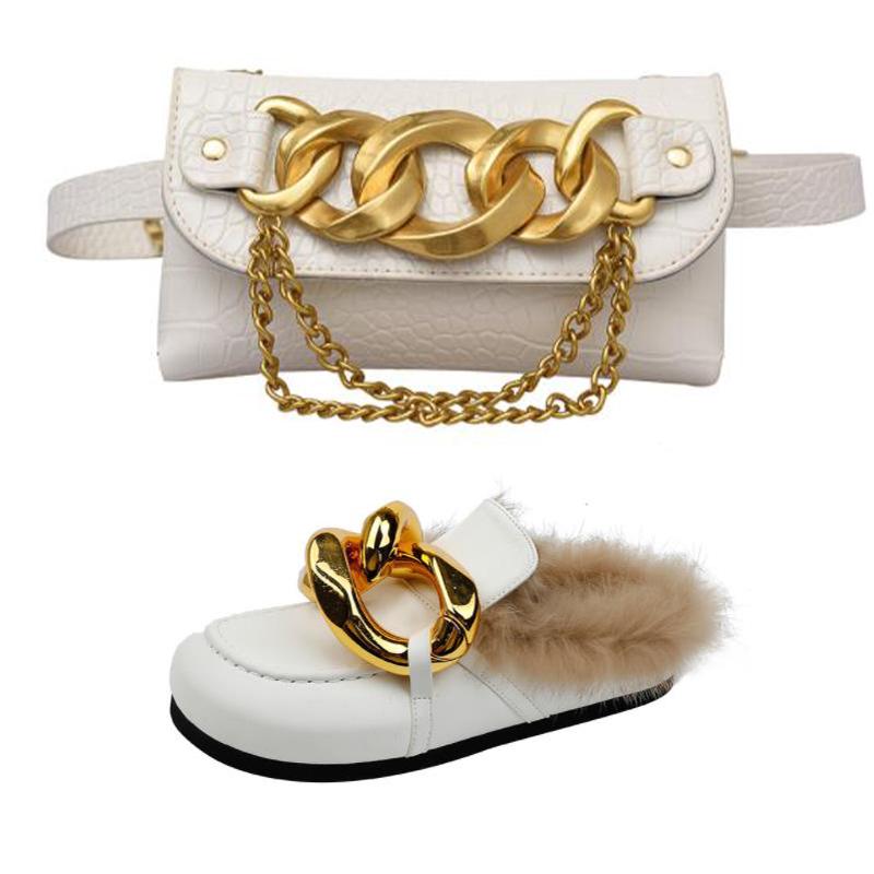 

Slippers 2022Furry And Purse Set Soft Comfortable Sandals Winter Women Luxury Casual Shoes With Bag To Match Sandalias De Mujer, Mule warm slides