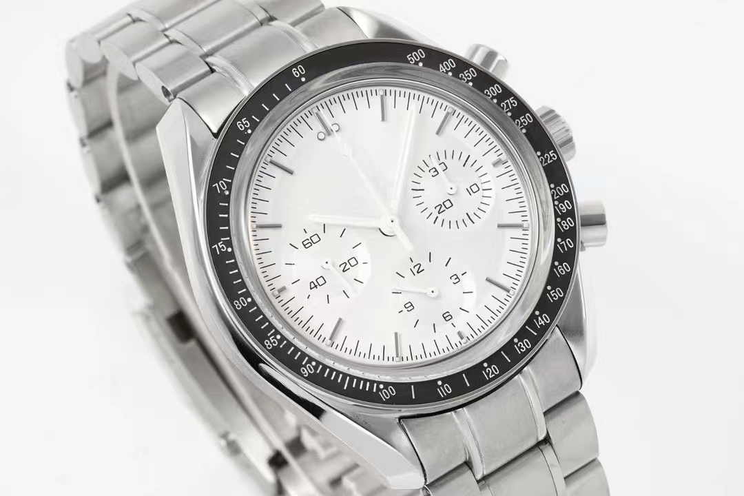 

44mm men's mechanical watch running second chronograph function Japanese high-quality movement automatic winding with luminous super waterproof timer, Silver