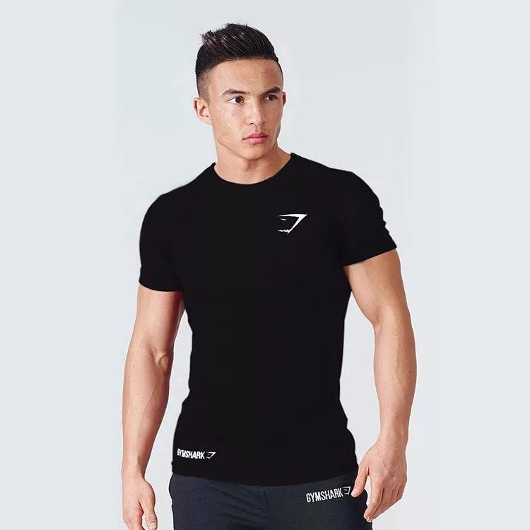 

Men's T-Shirts J6243 -Workout Fitness Men Short Sleeve T Shirt Thermal Muscle Bodybuilding Wear Compression Elastic Slim Exercise Clothing, Black